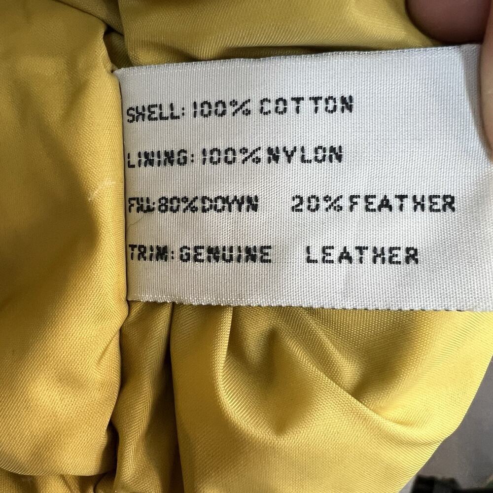 Club Trans-Atlantique Down Jacket L Black Yellow 80/20 Feather Leather Trim - Picture 11 of 16